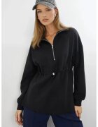Busem Hanorac cu guler cu fermoar - negru - textil - Negru