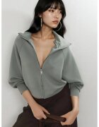 Busem Hanorac dama - Verde salvie - textil - cu fermoar