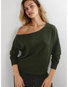 Busem Hanorac femei - guler asimetric - croiala relaxata - verde padure - textil