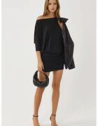 Busem Rochie Mini - Guler Asimetric - Negru - Jerseu