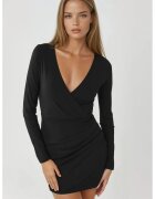 Busem Rochie mini - mulata - maneca lunga - neagra - jerseu