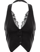 Cactus the Brand Top halter cu detalii de dantela - Negru