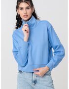 Calvin Klein Bluza cu fermoar scurt pentru antrenament - Albastru pastel/Alb optic