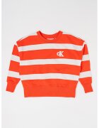 Calvin Klein Bluza de trening in dungi cu maneci cazute - Rosu vermillion/Alb murdar