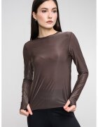 Calvin Klein Bluza semitransparenta cu segmente pentru degetele mari - Maro