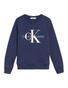 Calvin Klein Bluza sport regular fit cu decolteu la baza gatului - Alb/Albastru indigo