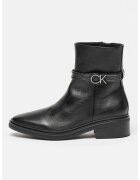 Calvin Klein Botine de piele cu varf migdalat - Negru