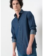 Calvin Klein Camasa regular fit din material chambray - Albastru melange