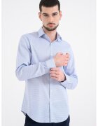 Calvin Klein Camasa slim-fit cu maneci lungi si model - Alb/Albastru deschis