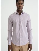 Calvin Klein Camasa slim fit cu model in dungi discrete - Alb/Roz zmeuriu