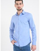 Calvin Klein Camasa slim-fit din amestec de bumbac - Gri deschis/Albastru deschis