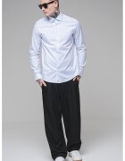 Calvin Klein Camasa slim fit din amestec de bumbac organic - Albastru pastel/Alb optic