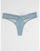 Calvin Klein Chiloti tanga cu garnituri de dantela - Albastru prafuit
