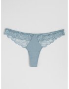 Calvin Klein Chiloti tanga cu insertii de dantela - Albastru prafuit