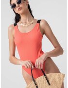 Calvin Klein Costum de baie intreg cu barete late - cu logo - Coral
