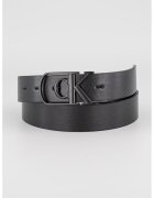 Calvin Klein Curea cu catarama metalica cu monograma - Maro inchis/Negru
