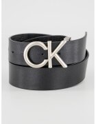 Calvin Klein Curea de piele cu catarama logo - Negru