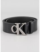 Calvin Klein Curea de piele cu logo metalic - Gri antracit