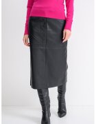 Calvin Klein Fusta midi din piele ecologica cu buzunare - Negru