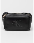 Calvin Klein Geanta crossbody de piele ecologica cu logo in relief - Negru