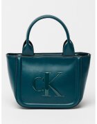 Calvin Klein Geanta tote din piele ecologica cu model monograma in relief - Verde persan