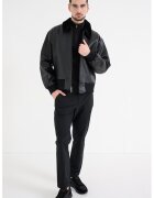 Calvin Klein Jacheta din piele cu guler - Negru