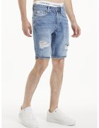 Calvin Klein Jeans Bermude din denim cu talie medie si rupturi decorative