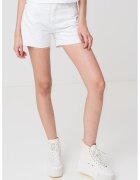 Calvin Klein Jeans Blugi scurti cu talie inalta - Alb murdar