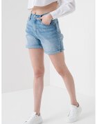 Calvin Klein Jeans Blugi scurti cu talie inalta si terminatie rasucita - Albastru glaciar