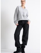 Calvin Klein Jeans Bluza de trening cu decolteu in V - Gri melange