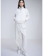 Calvin Klein Jeans Bluza de trening cu fenta cu fermoar si buzunar kangaroo - Alb