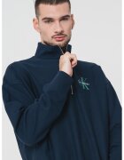 Calvin Klein Jeans Bluza de trening cu imprimeu logo si fermoar scurt - Albastru ultramarin/Verde feriga