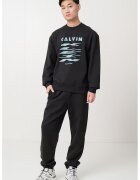 Calvin Klein Jeans Bluza de trening din bumbac cu imprimeu logo - Negru/Albastru prafuit