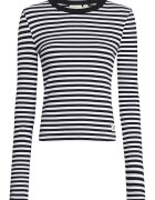 Calvin Klein Jeans Bluza din amestec de bumbac cu decolteu rotund - Alb/Negru