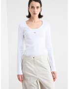 Calvin Klein Jeans Bluza slim fit cu decolteu rotund - Alb