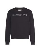 Calvin Klein Jeans Bluza sport cu decolteu la baza gatului si imprimeu logo - Alb/Negru