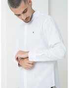 Calvin Klein Jeans Camasa din amestec de bumbac cu guler fixat cu nasturi - Alb