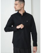 Calvin Klein Jeans Camasa din amestec de bumbac cu guler fixat cu nasturi - Negru