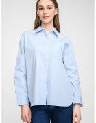 Calvin Klein Jeans Camasa lejera cu buzunar pe piept - Albastru deschis