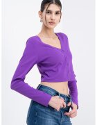 Calvin Klein Jeans Cardigan crop cu decolteu in V - Violet