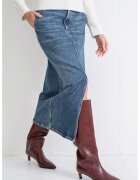 Calvin Klein Jeans Fusta midi din denim cu slit frontal - Albastru inchis
