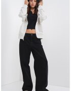 Calvin Klein Jeans Hanorac cu fermoar si maneci cazute - Gri deschis