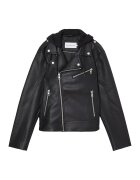 Calvin Klein Jeans Jacheta biker de piele ecologica cu gluga - Negru