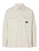 Calvin Klein Jeans Jacheta-camasa de bumbac cu capse - Alb fildes