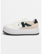 Calvin Klein Jeans Pantofi sport cu talpa flatform si detalii de piele intoarsa - Negru stins/Alb optic/Alb murdar