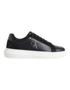 Calvin Klein Jeans Pantofi sport de piele cu detalii de piele intoarsa - Negru stins/Alb murdar