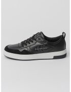 Calvin Klein Jeans Pantofi sport de piele cu garnituri de piele intoarsa - Negru/Alb optic
