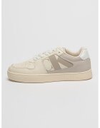 Calvin Klein Jeans Pantofi sport de piele cu segment frontal cu perforatii - Alb fildes/Gri deschis