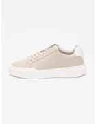Calvin Klein Jeans Pantofi sport de piele cu sireturi si logo stantat - Alb/Maro nisip
