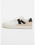 Calvin Klein Jeans Pantofi sport de piele ecologica cu garnituri de piele intoarsa - Alb optic/Bej deschis